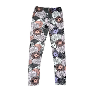 Cozy Pink and Purple Abstract Pattern Leggings Women’s M/L Athleisure